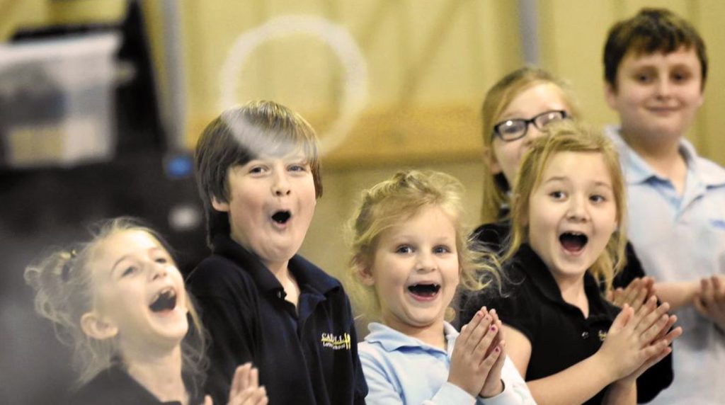 Carroll Lutheran students participate in Eric Energy interactive science show